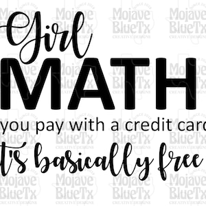 Girl Math Credit Card| Digital PNG | Sublimation Design | Instant Download