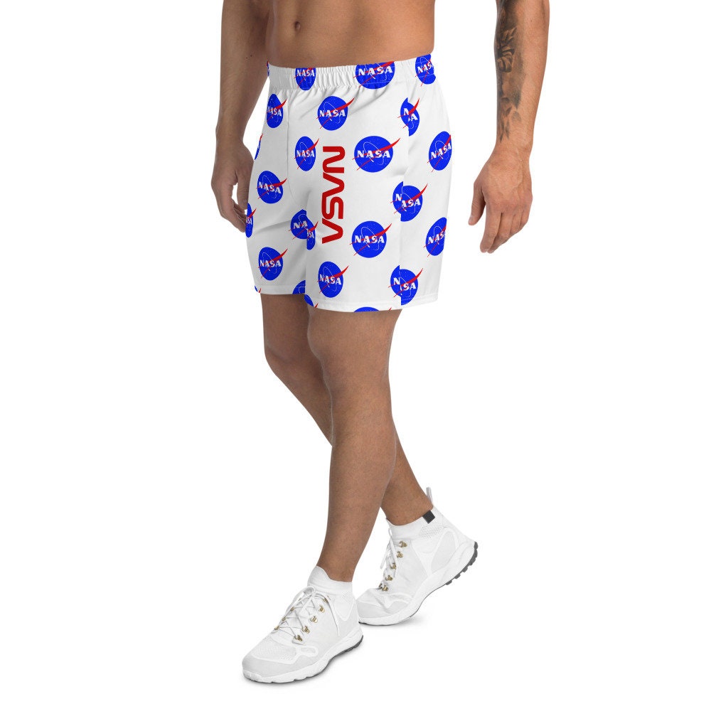 NASA Meatball Worm Logo Polkadot Men s Summer Beach Shorts sold by