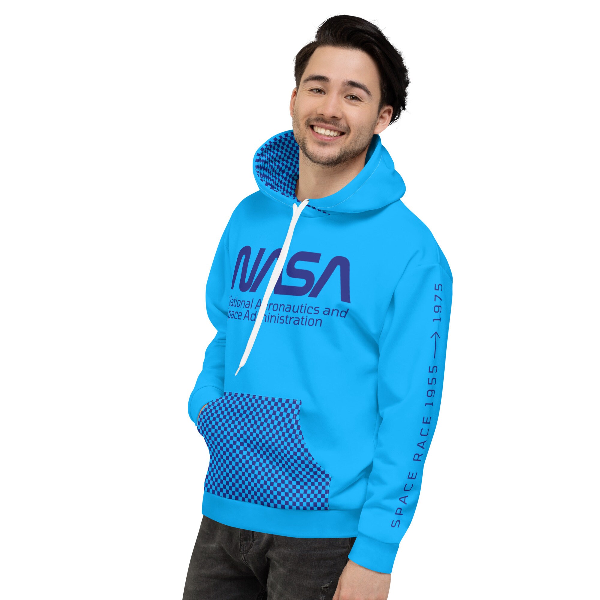 NASA Space Race Astronaut Sky Blue Unisex Hoodie Sweatshirt