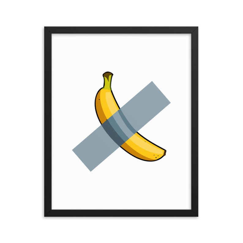 Banana Art Duct Taped Wall Basel Funny Meme Framed Poster Etsy