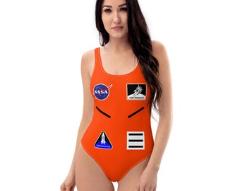 Sexy Halloween Costume Astronaut Orange Space Suit Women's One Piece Bodysuit