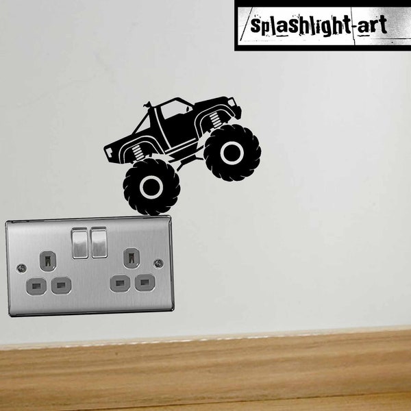 2x Monster Truck small Wall Decal Sticker Black Vinyl for Wall Plug Light Switch 12cm 5inch