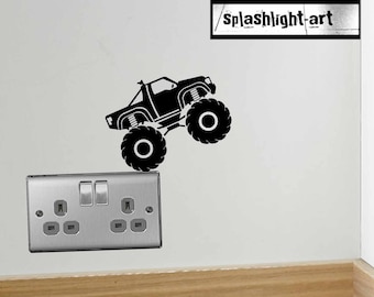Monster Truck Wall Decal: Matte Black Vinyl Sticker (Set of 2)