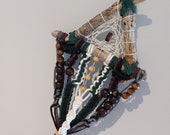 Handmade Grey and Green Viking and Norse Inspired Dream catcher with Driftwood