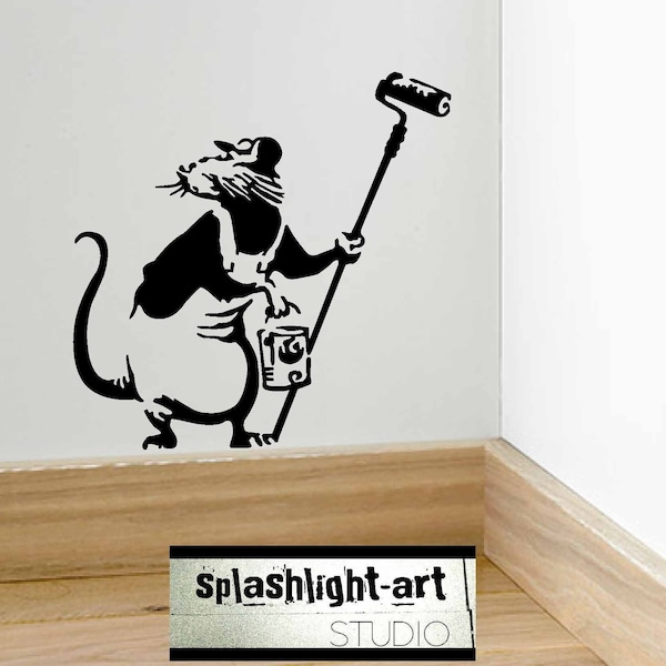 Banksy Rat Painter Decorator Skirting Board Wall Vinyl Sticker Decal fun Street art