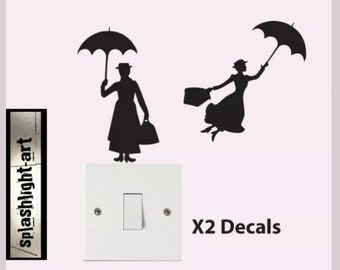 Mary Poppins Glass Craft Etched Vinyl Sticker Silhouette Disney Decal Car Bundle