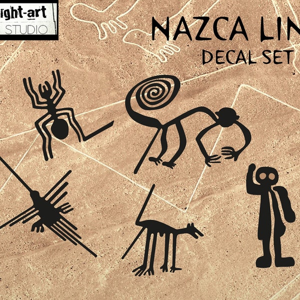 Nazca Lines Vinyl Decal Set of Sticker for Car Wall Laptop etc Size 9cm to 6cm