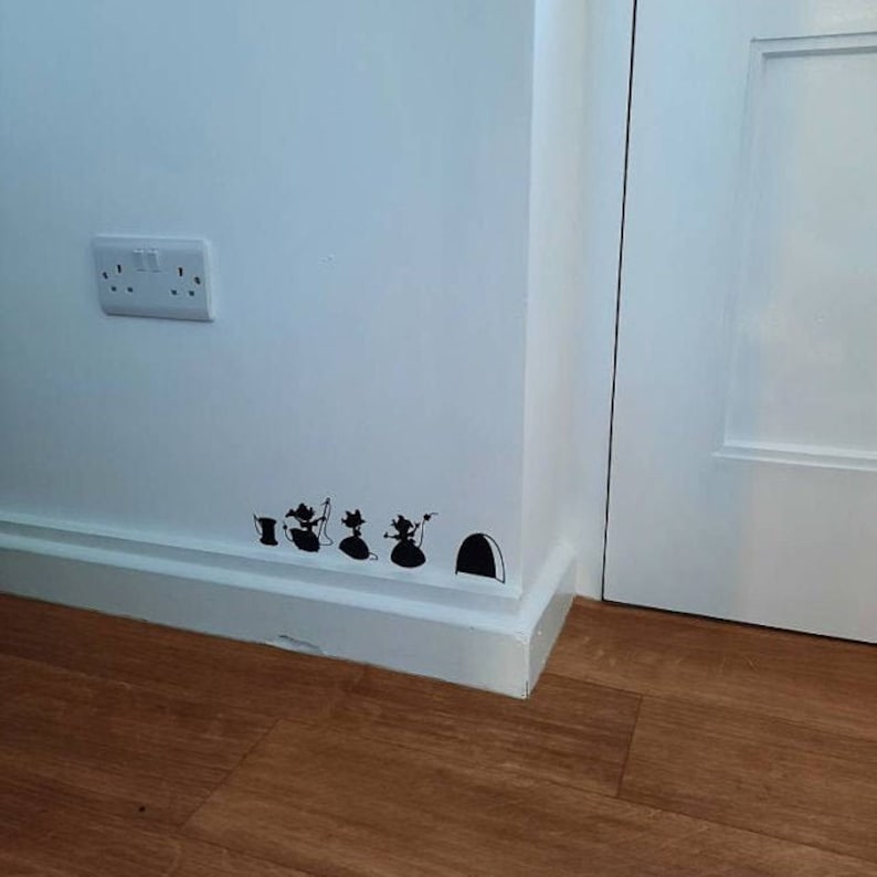 Cinderella 3 mice Skirting Board vinyl sticker Wall Decal Etsy