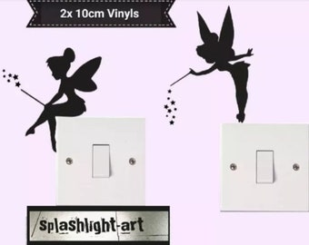 Tink 2x 10cm Fairy light switch vinyl sticker wall Decal or Car Vinyl