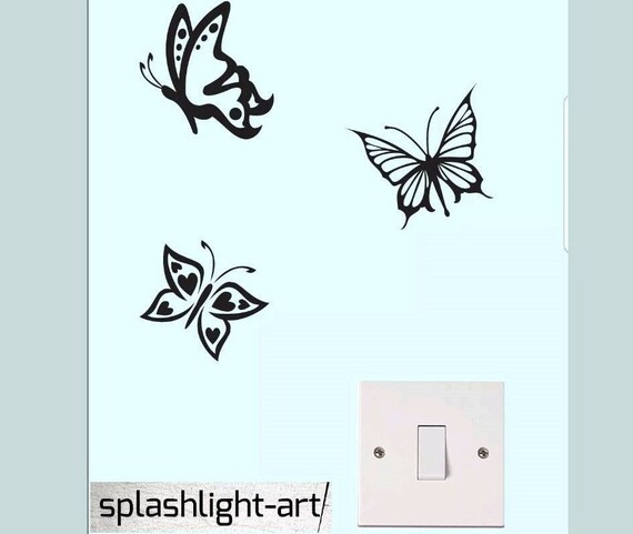 BUTTERFLY Light Switch Sticker Surround Girls Bedroom Vinyl Wall Art Decal AD207 