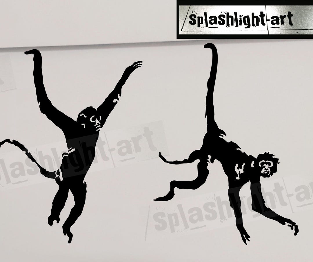 3x Banksy Escaping Monkeys Wall Decal Sticker Black Vinyl London Zoo ...