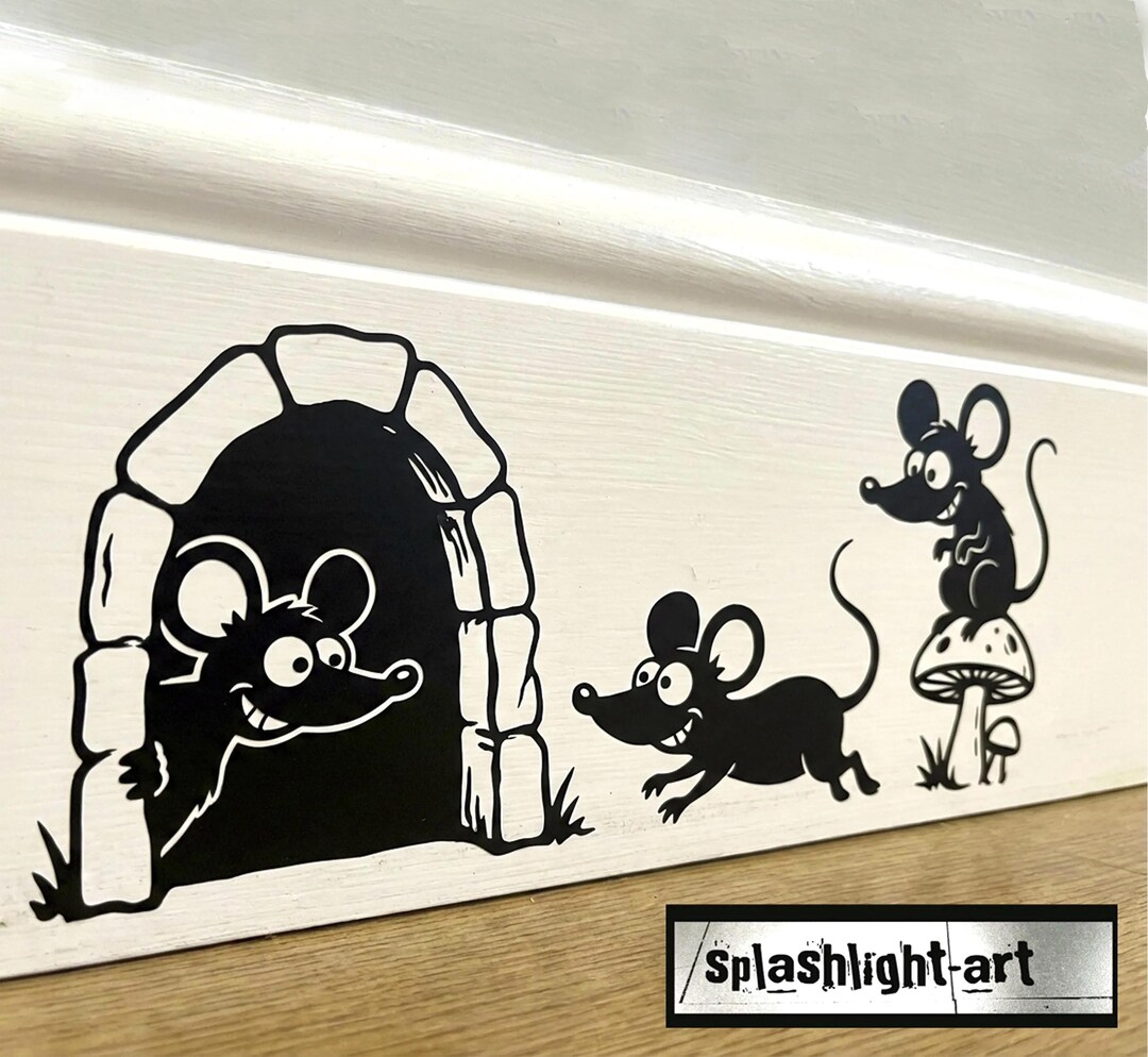 Cute Mouse Hole Wall Decal | Mouse Wall Sticker With Peeking Mice ...
