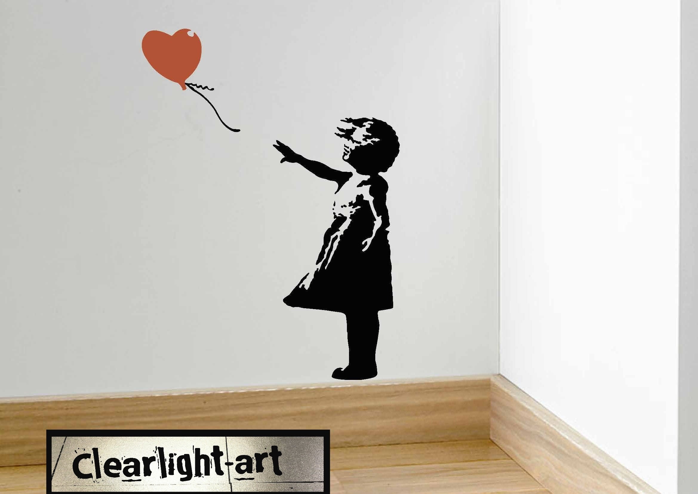 Banksy Wandtattoo LOVE SICK Girl meets HEART Rat, Streetart