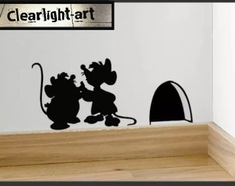 Cinderella Mice Skirting Board Decal: Jaq and Gus Mouse Hole Art