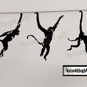 3x Banksy Escaping Monkeys Wall Decal Sticker Black Vinyl London Zoo ...