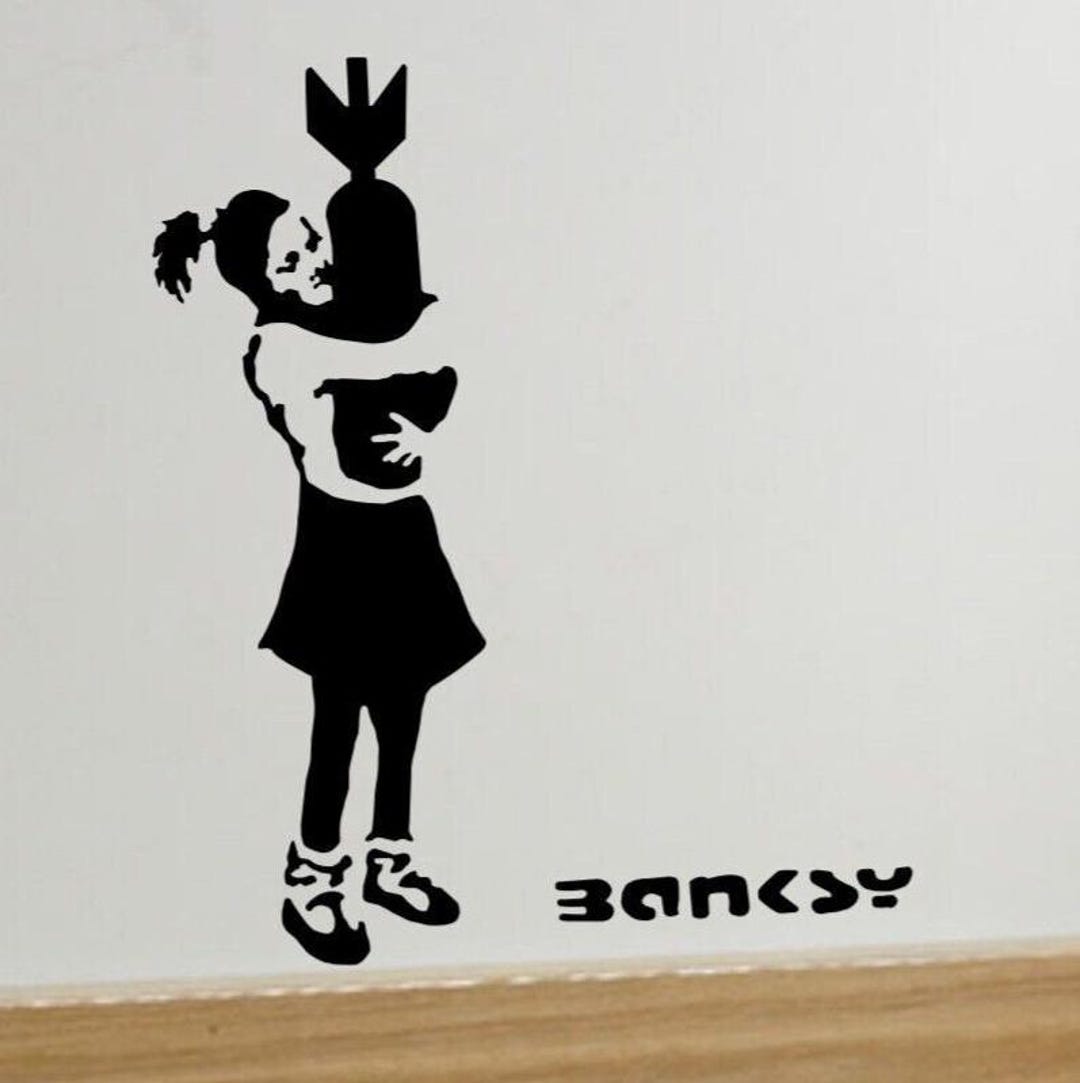 Banksy Bomb Hugger Vinyl Wall Decal Sticker Girl Hugging Bomb
