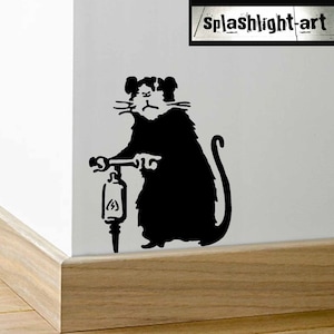 Banksy Drilling Rat Skirting Board vinyl sticker black Wall Decal Street art