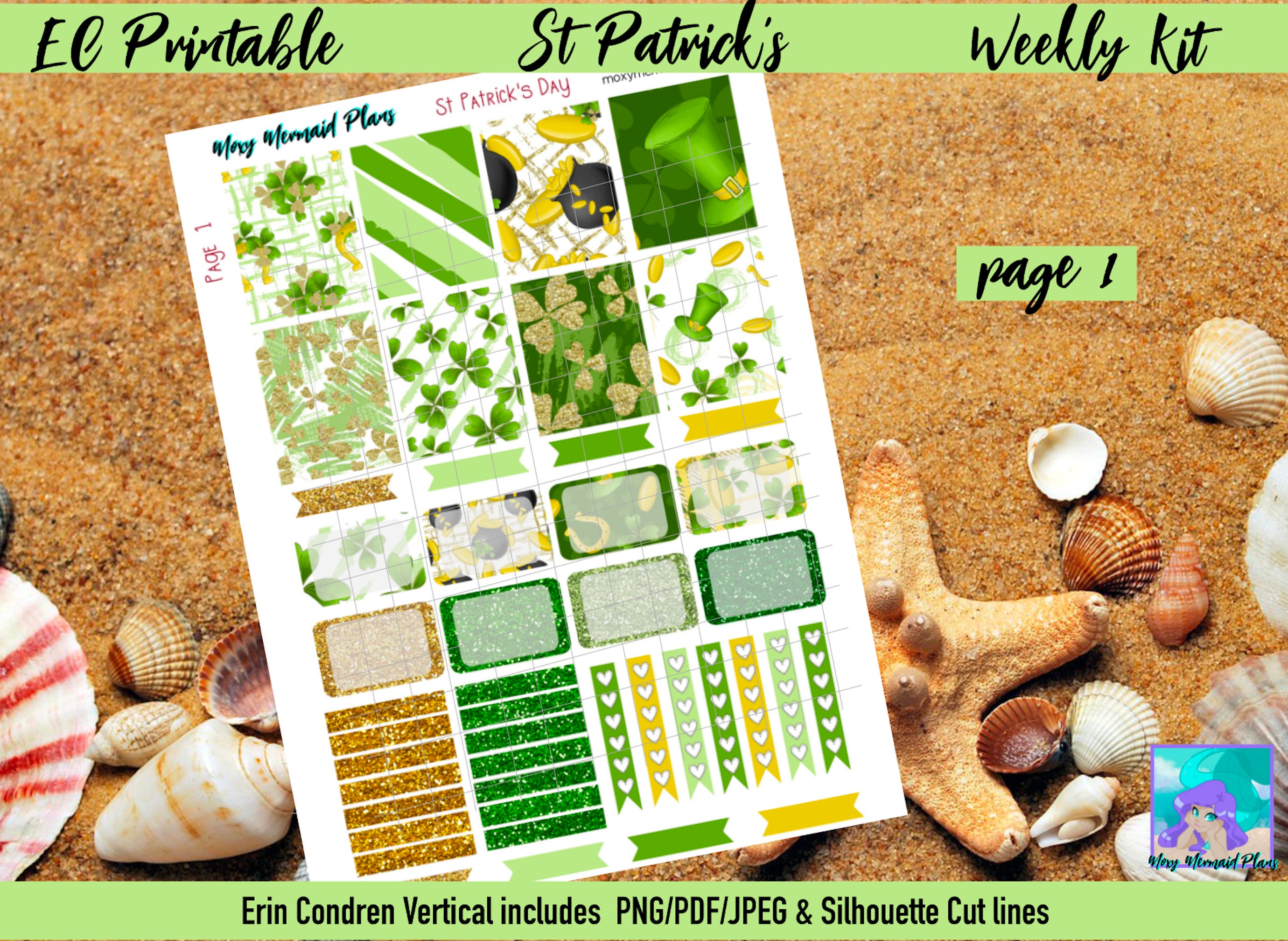 St Patrick's Day PRINTABLE Planner Stickers / Weekly Sticker Kit/ Erin ...