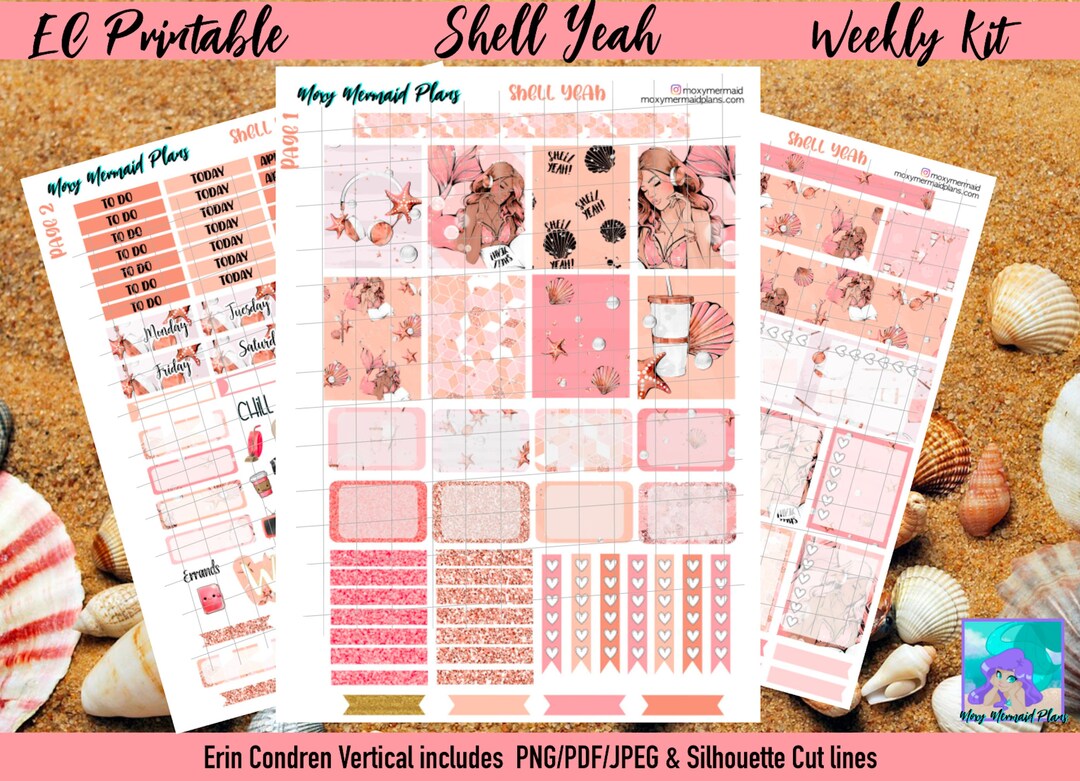 MERMAIDS Shell YEAH Weekly Planner Stickers Kit EC Digi - Etsy