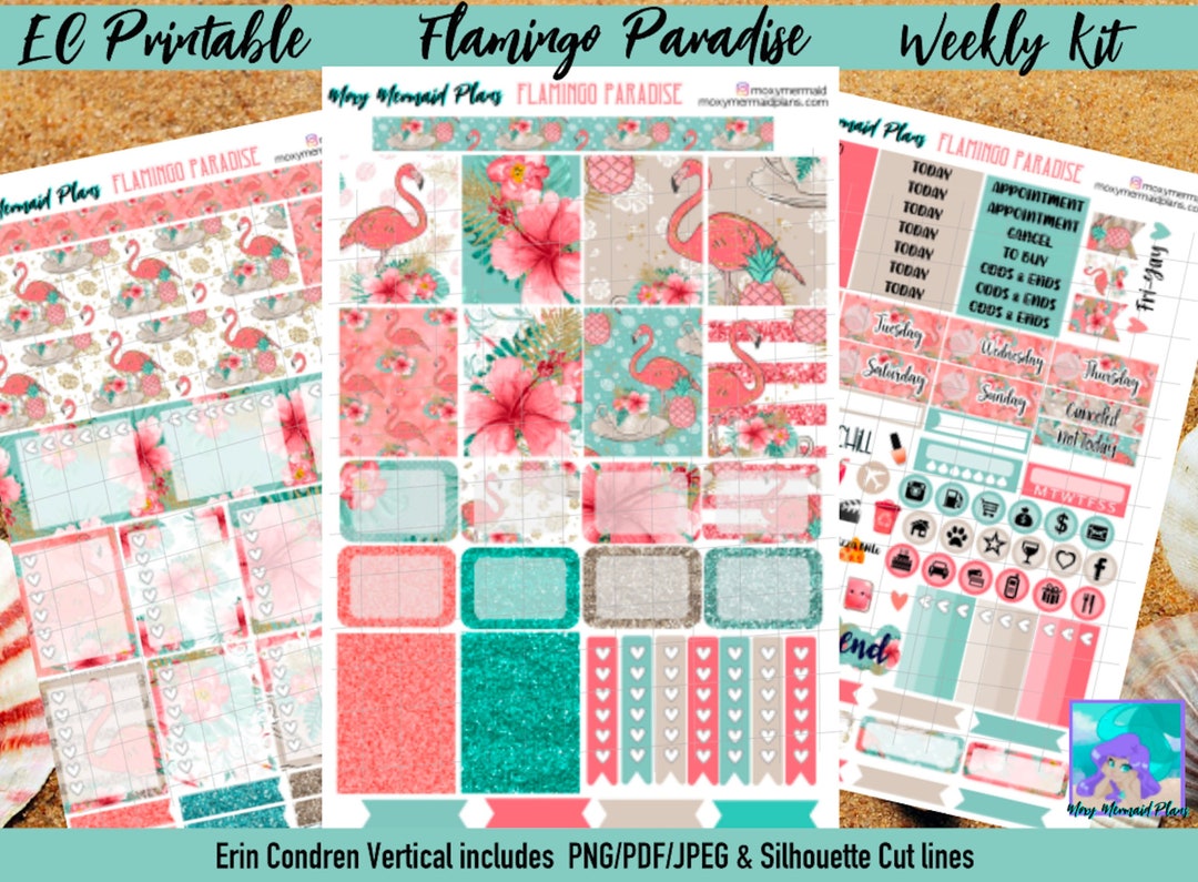 Flamingo Paradise PRINTABLE Planner Stickers / Weekly Sticker Kit/ Erin ...