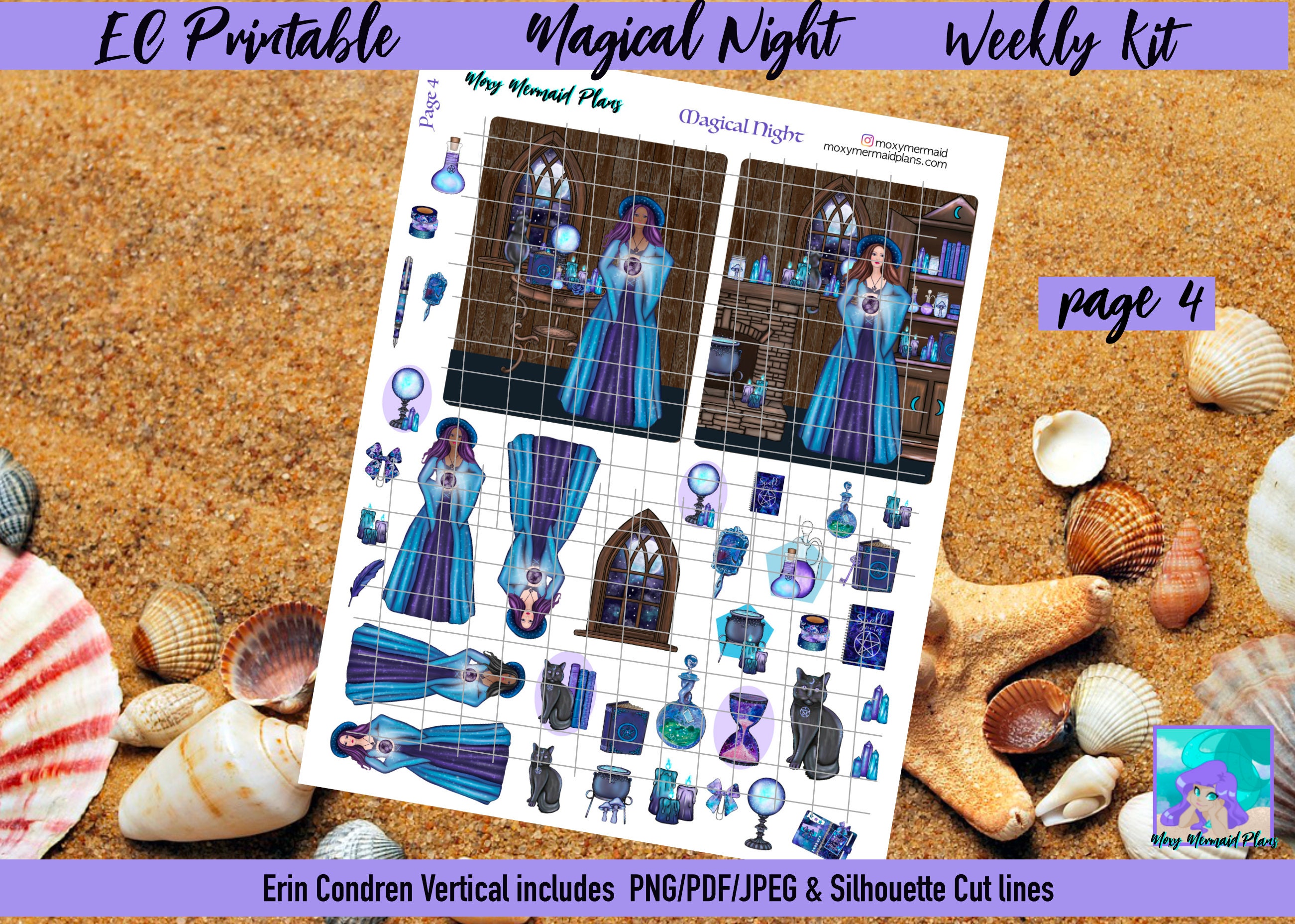 Magical Night PRINTABLE Planner Stickers / Weekly Sticker Kit/ Erin ...