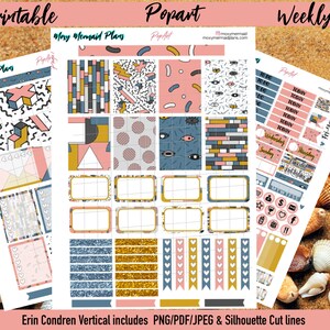 Naklejki do planera PopArt PRINTABLE / Zestaw naklejek tygodniowych / Erin Condren / Geometryczne / Pliki do cięcia / PNG / Sylwetka PDF / Cricut Modern