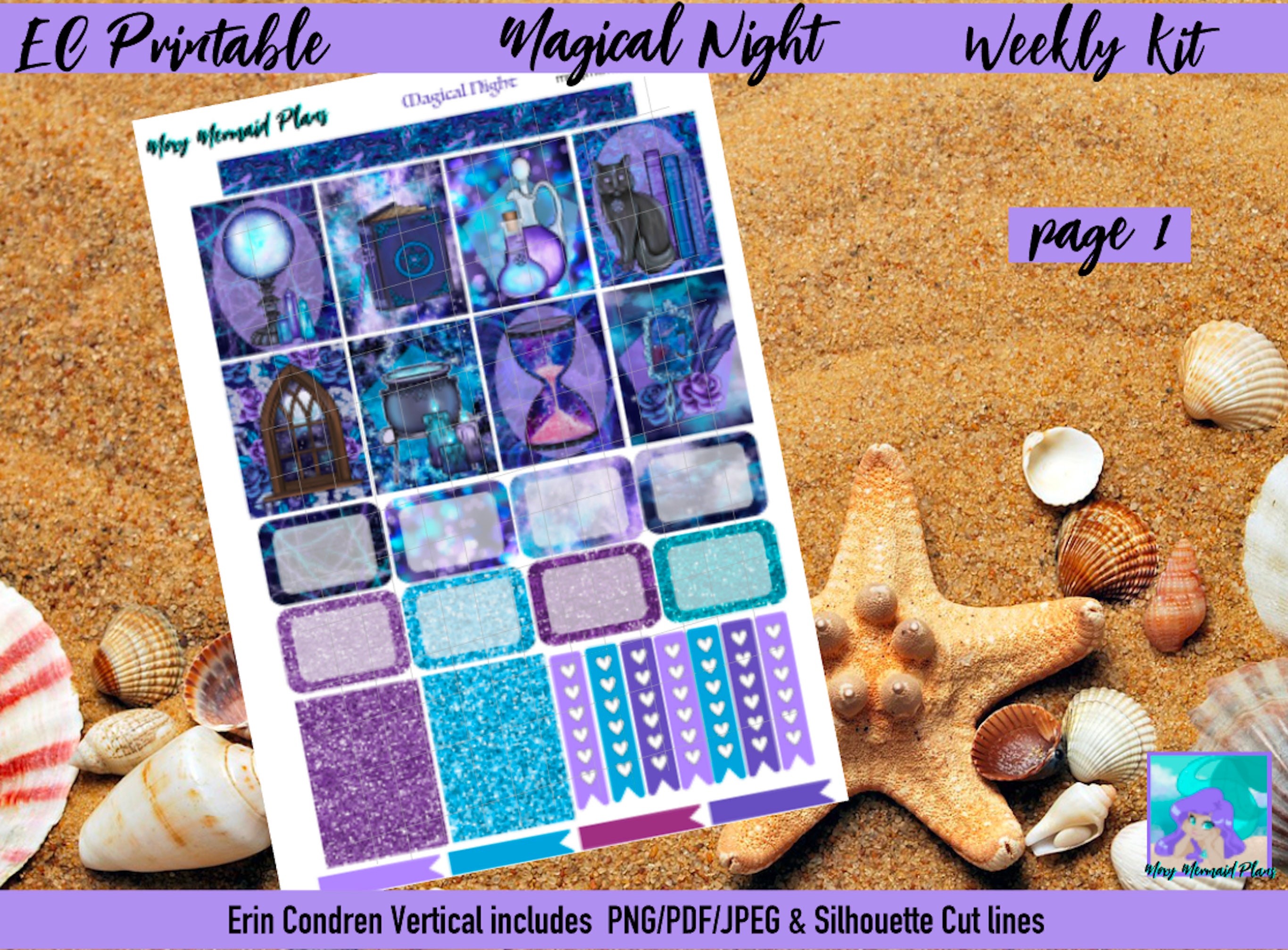 Magical Night PRINTABLE Planner Stickers / Weekly Sticker Kit/ Erin ...