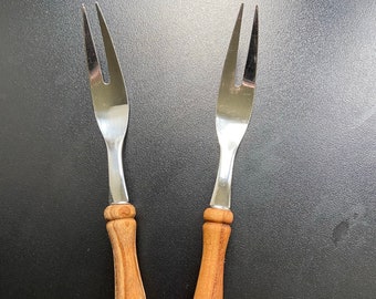 Set of 8 Vintage French Stainless Steel Seafood Escargot Aperitif Forks 5.5 long