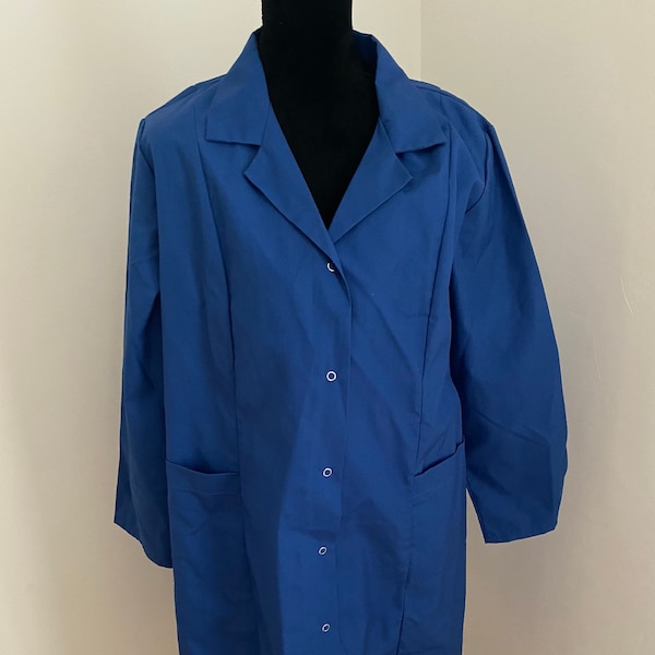 French Vintage Bugatti Blue Confectioners Coat / Long Jacket / Work Wear (L)