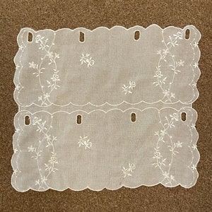 Small French Linen Look Embroidered Floral Panel Curtain / Privacy Curtain  (44 x 37cm)