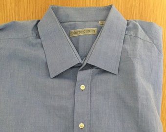 French PIERRE CARDIN Mens Blue 100% Cotton Shirt (56" / XXL)