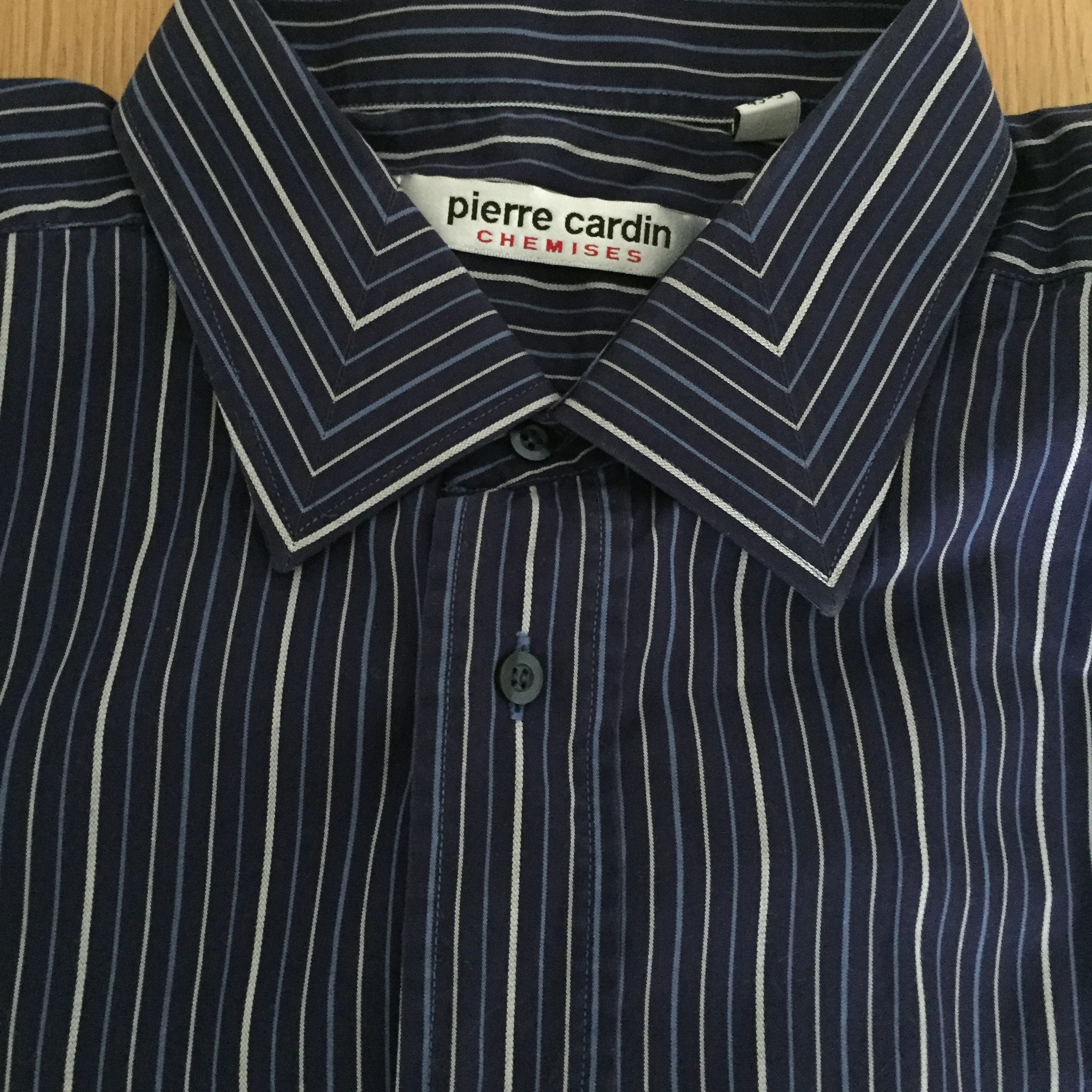 Image of French Pierre Cardin Mens Striped Long Sleeved Checked Cotton Shirt | 51"/Xxl