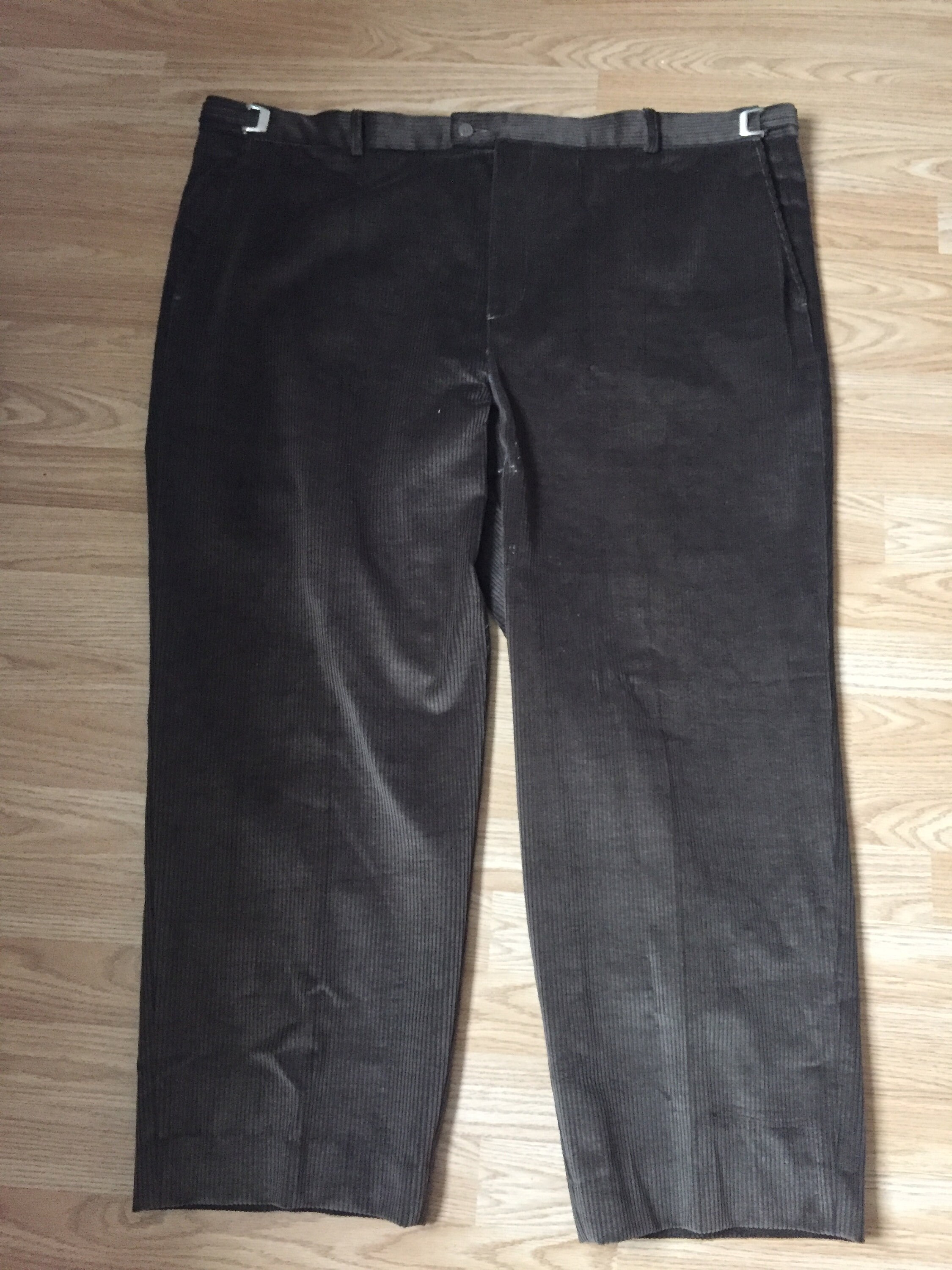 Image of French Corduroy Flat Fronted/Buckle Sided Trousers | Brown Size W48 L28 | xxxl