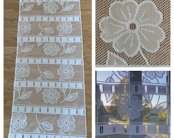 Traditionelle Französisch weiß Floral Net Single Panel Layering / Cafe / Bistro Vorhang (41 x 113 cm)