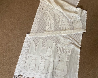 French Single Panel Extra Long and Narrow Picture Panel / French Door Curtain with Tassels / Tropical Palm Tree and Doves (62 x 216cm)