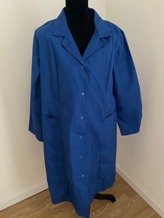 French Vintage Bugatti Blue Confectioners Coat / … - image 1