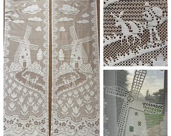 Pair of Traditional French Long and Narrow Picture Panel Curtains with Tassels / French Door Curtains (40 x 136 / 40 x 145cm)