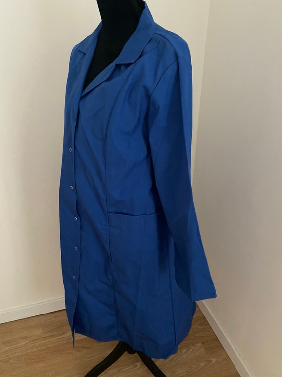 French Vintage Bugatti Blue Confectioners Coat / … - image 3