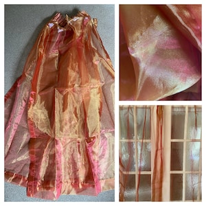Unused - Pair of Iridescent French Curtains / French voiles /  Semi Sheer Burnt Orange Tab Top Curtain (90 x 135cm)