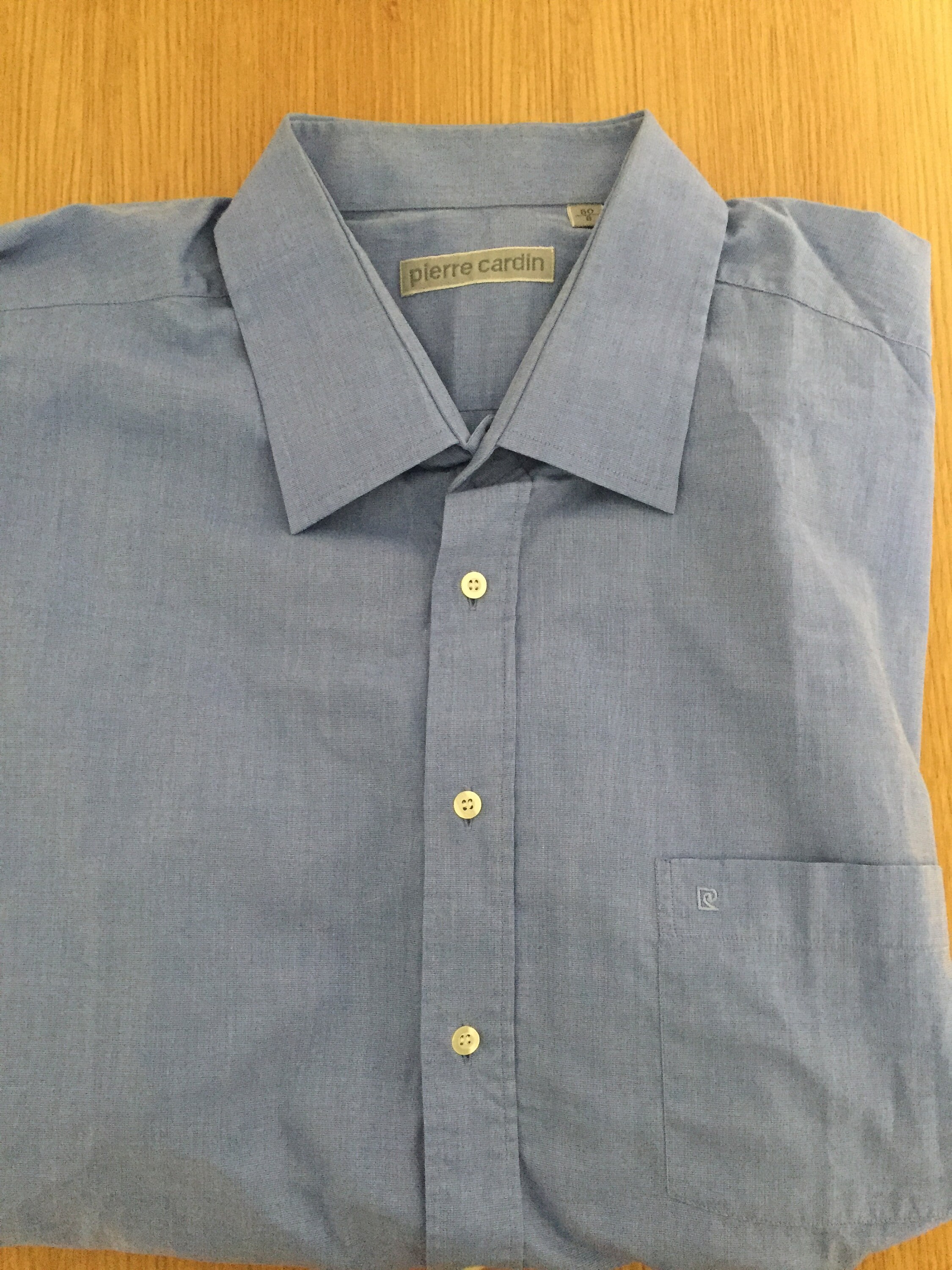 Image of French Pierre Cardin Mens Blue 100% Cotton Shirt | 56"/Xxl