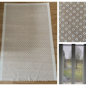 Vintage French Floral Ivory White Lace Net Panel Curtain Embroidered Look / Cafe Curtain / Privacy Curtain (72 x 114cm)