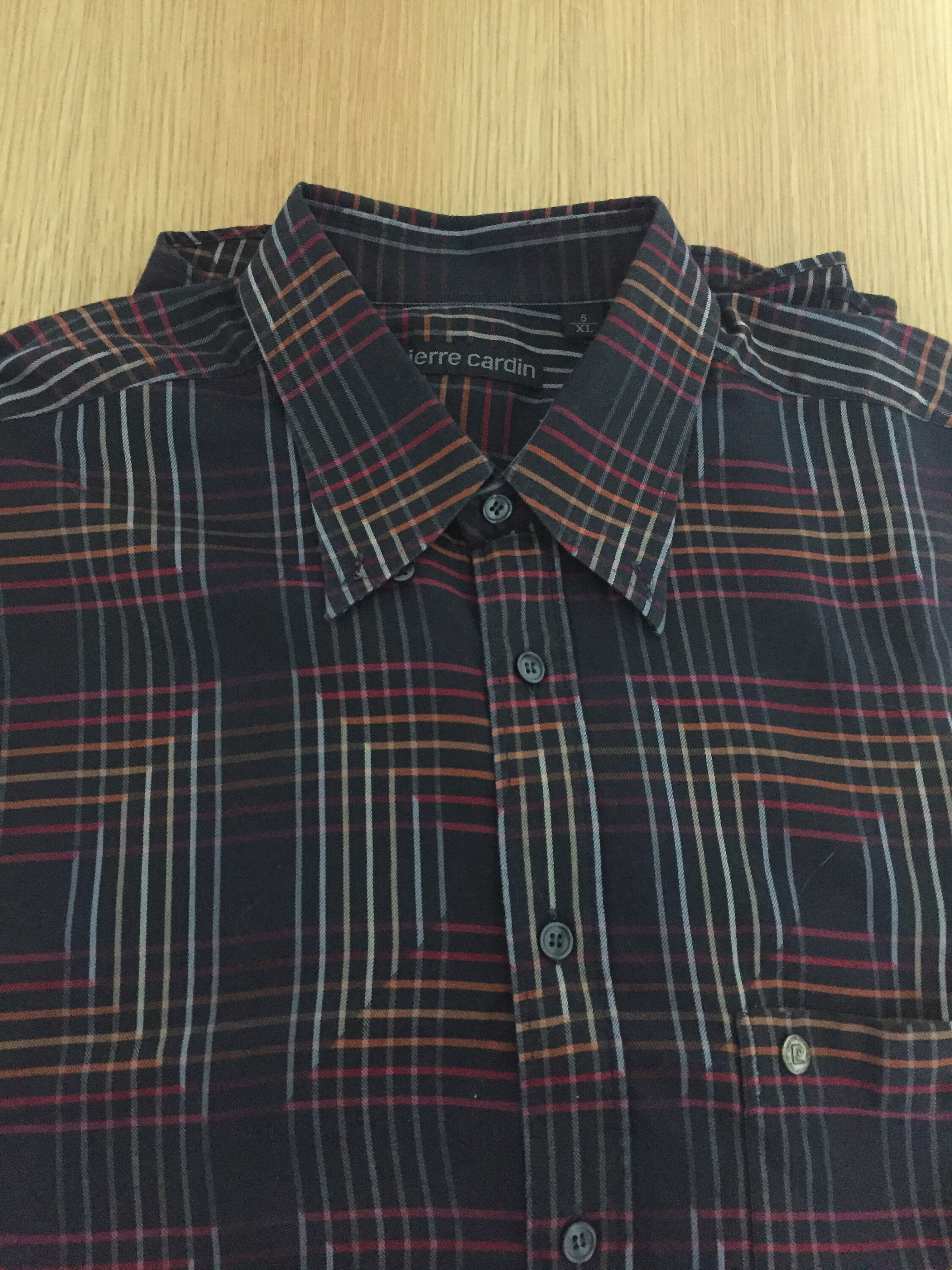 Image of French Pierre Cardin Mens Vibrant Long Sleeved Checked Cotton Shirt | 49"/Xxl