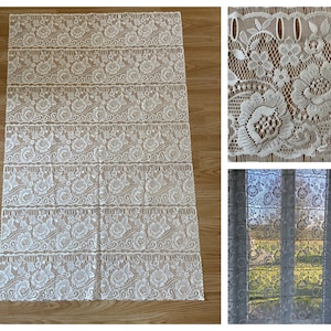 Unused - French Single Panel Embroidered Floral White Net Curtain / Bistro Curtain / Cafe Curtain / Cutting Curtain (76 x 117cm)