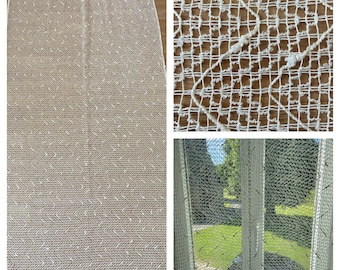 Pair of Traditional French Long and Narrow Panel Cotton Curtains / French Door Curtains / Textured / Fleck / Open Weave Curtain