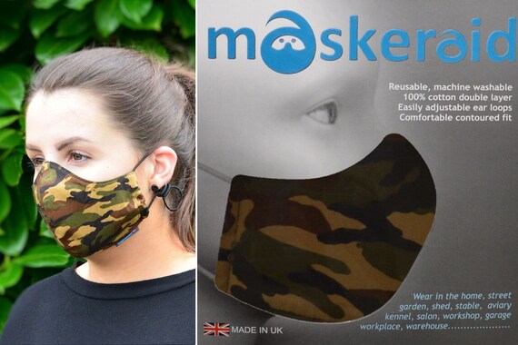 MASKERAID Camouflage Cotton Face Mask Mouth Nose Reusable Machine Washable