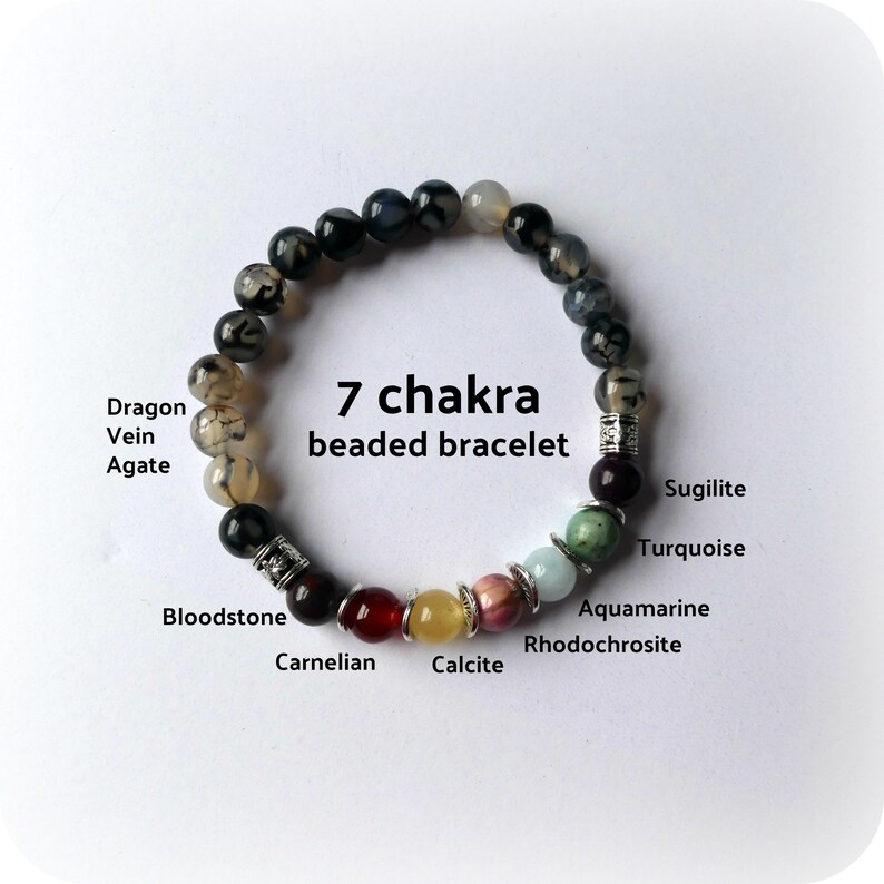 Chakra Beaded Bracelet Reiki Charged Gemstones Mindfulness - Etsy