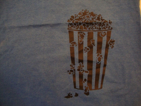 Vintage Popcorn Movie Theaters Blue T Shirt Size M