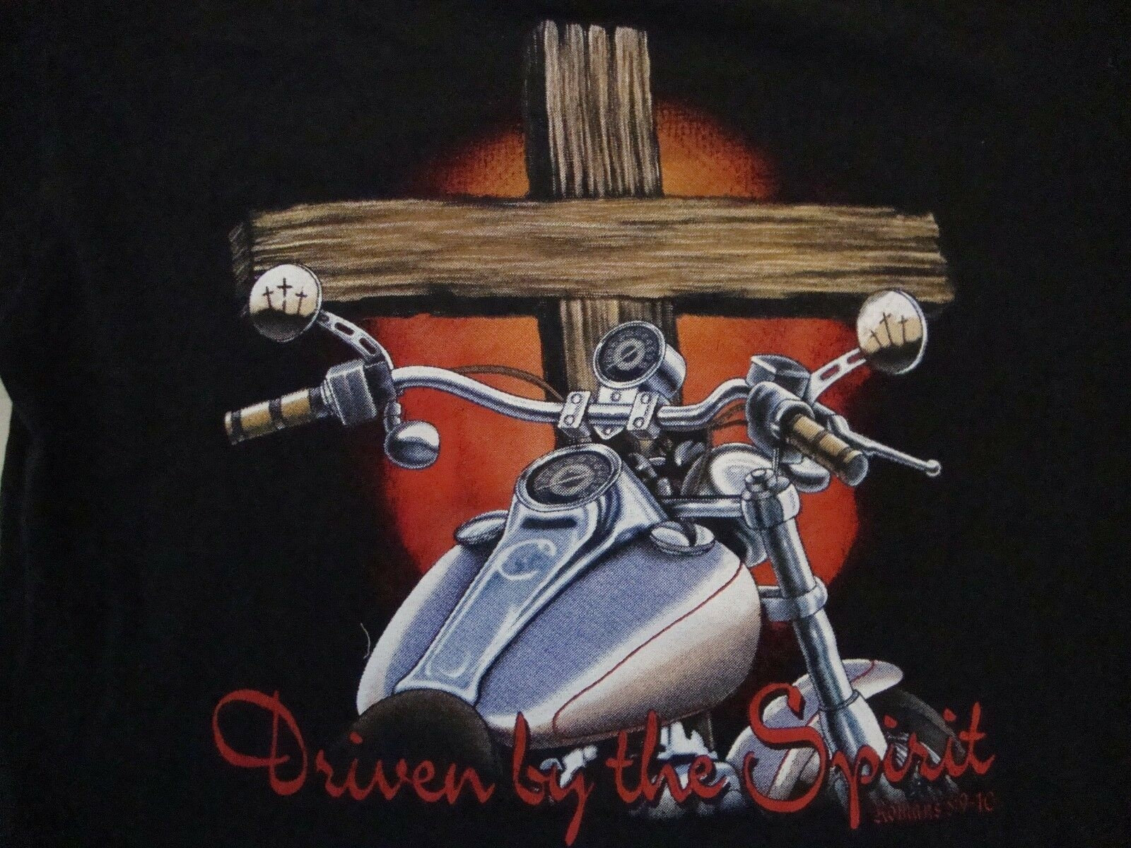 Vintage Driven By The Spirit Bible Biker MC Christian Motorcycle T Shirt Size S