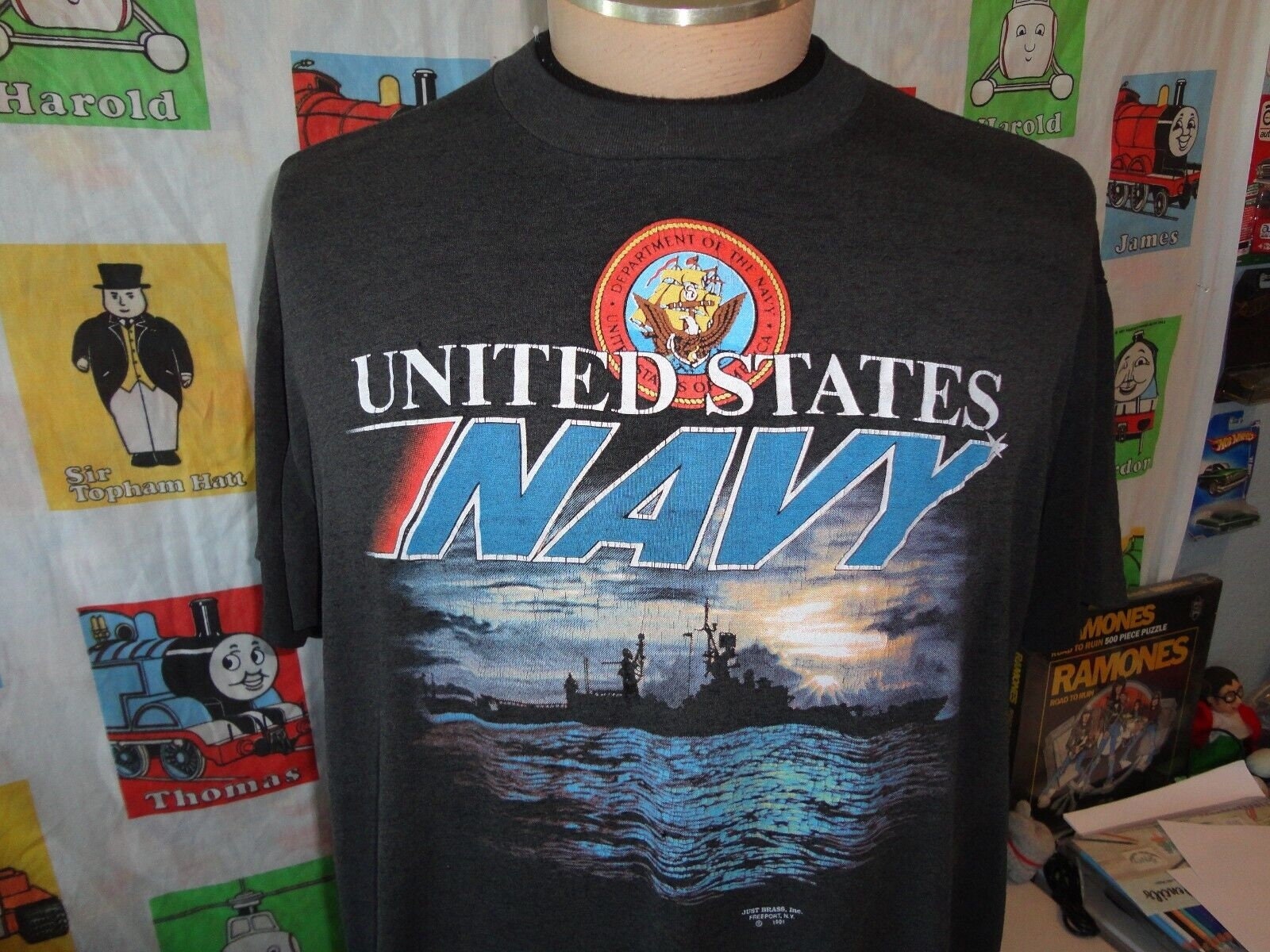 Vintage 90's Just Brass United States U.S. Navy Paper Thin 1991 T Shirt XL  