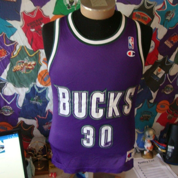 Maglia Vintage Milwaukee Bucks Blue Edwards Champion anni '90 36